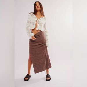 NWT Free People Intimately Golden Hour Maxi Skirt In Dried Palm